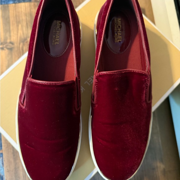 Michael Kors Women's Velvet Slip-Ons - Maroon - Picture 3 of 9